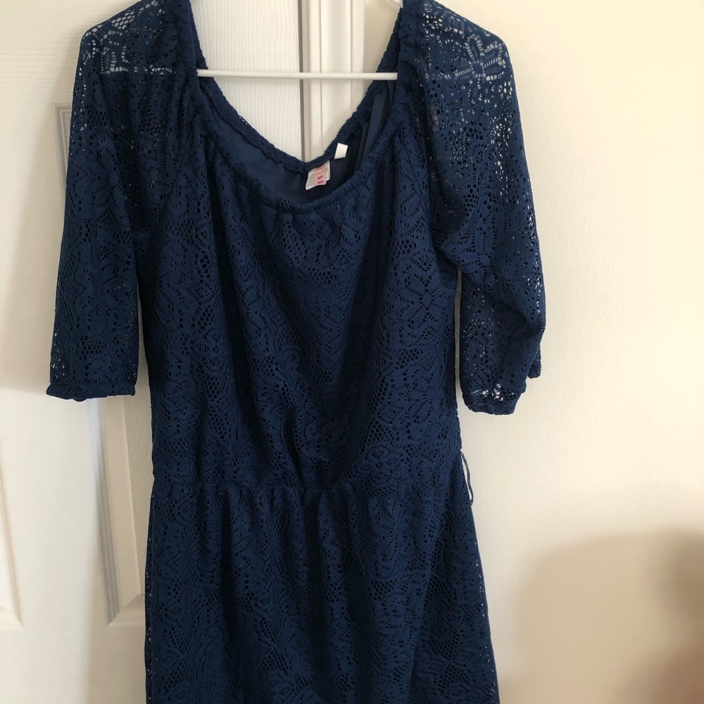 Blue Floral lace dress. New . Size L